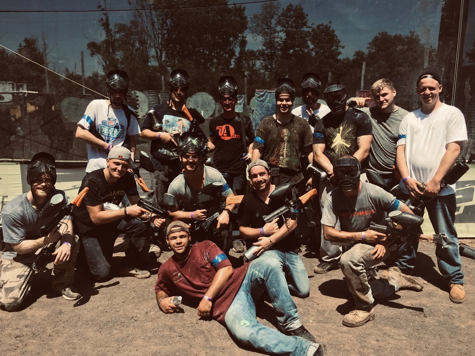 Sunlight of the Spirit residents together on a paintball outing